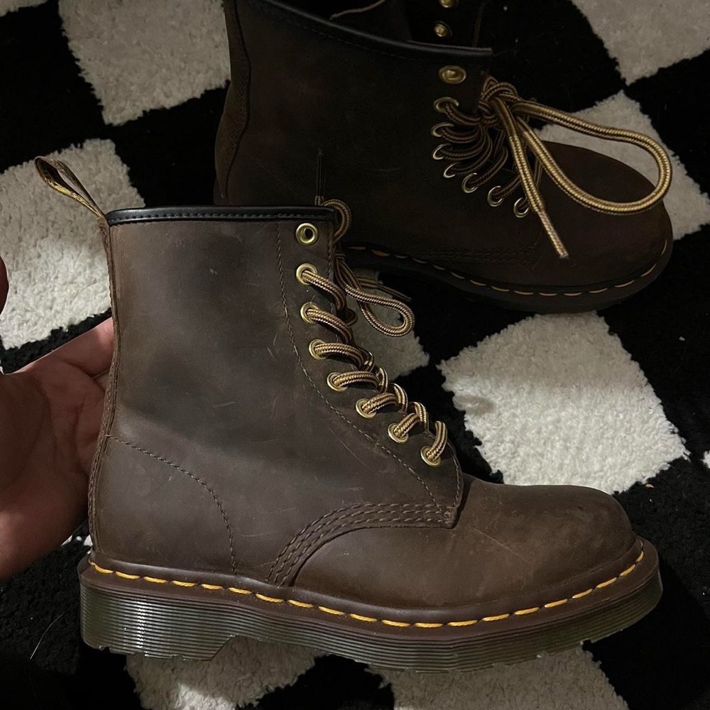 Dr. Martens Women's Brown Leather Lace-Up Combat Boots